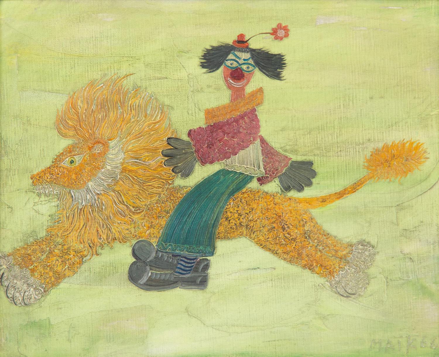 Clown Riding a Lion