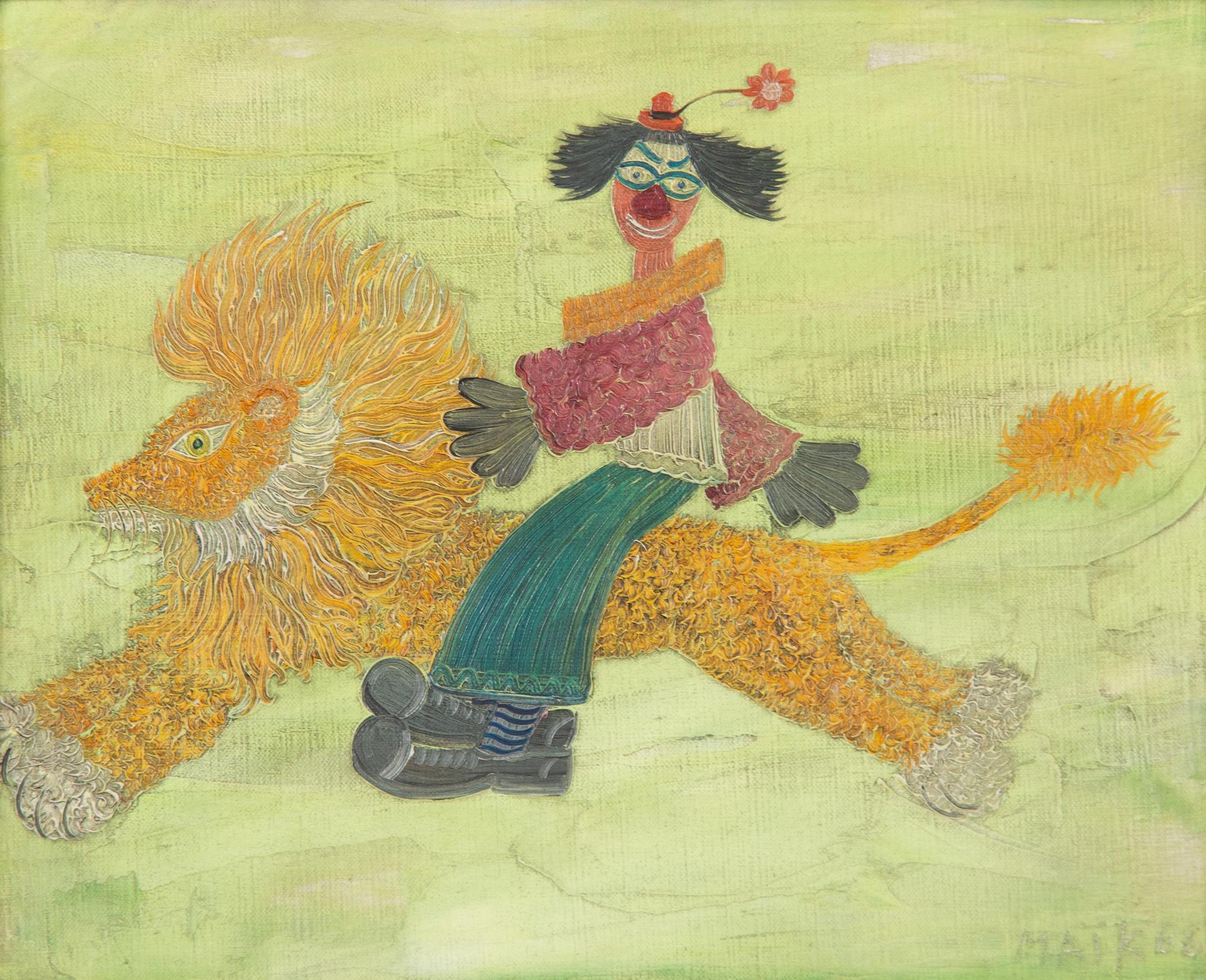 Clown Riding a Lion