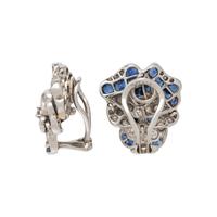 TIFFANY & CO., SAPPHIRE AND DIAMOND PANSY CLIP EARRINGS