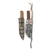 Sioux Beaded Hide Knife Sheaths, with Knives