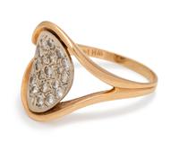 A 14 Karat Bicolor Gold and Diamond Ring,