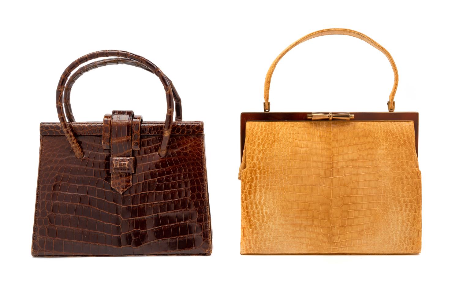 Two Vintage Crocodile Leather Handbags, 1960-80s
