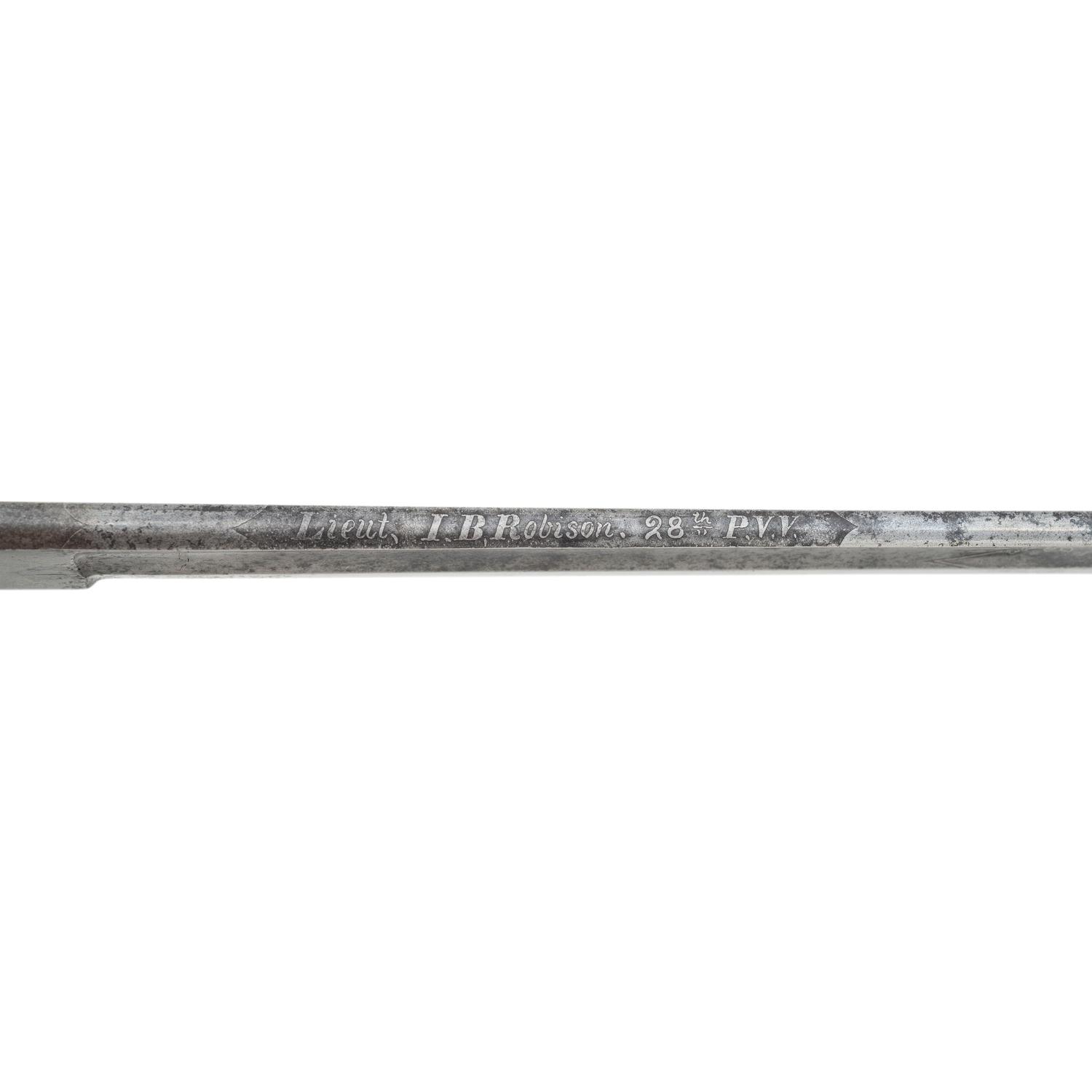 Non-Regulation Staff & Field Officer's Sword of Lt. Isaiah Robison - 28th PVV - KIA at Peachtree Creek