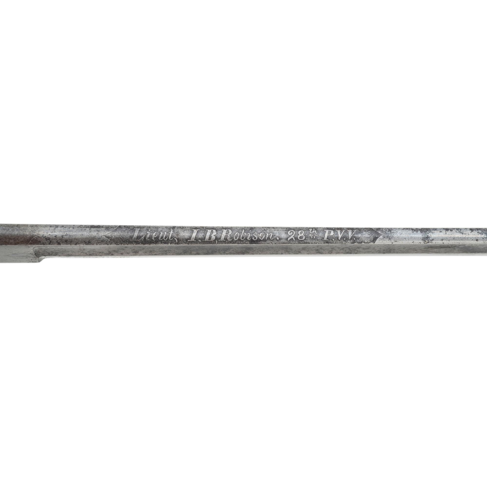 Non-Regulation Staff & Field Officer's Sword of Lt. Isaiah Robison - 28th PVV - KIA at Peachtree Creek