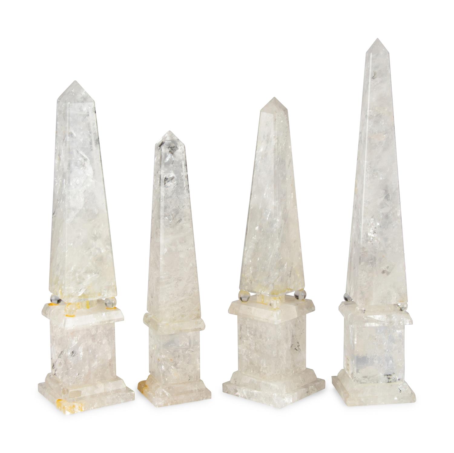 A Graduated Set of Four Neoclassical Style Rock Crystal Obelisks