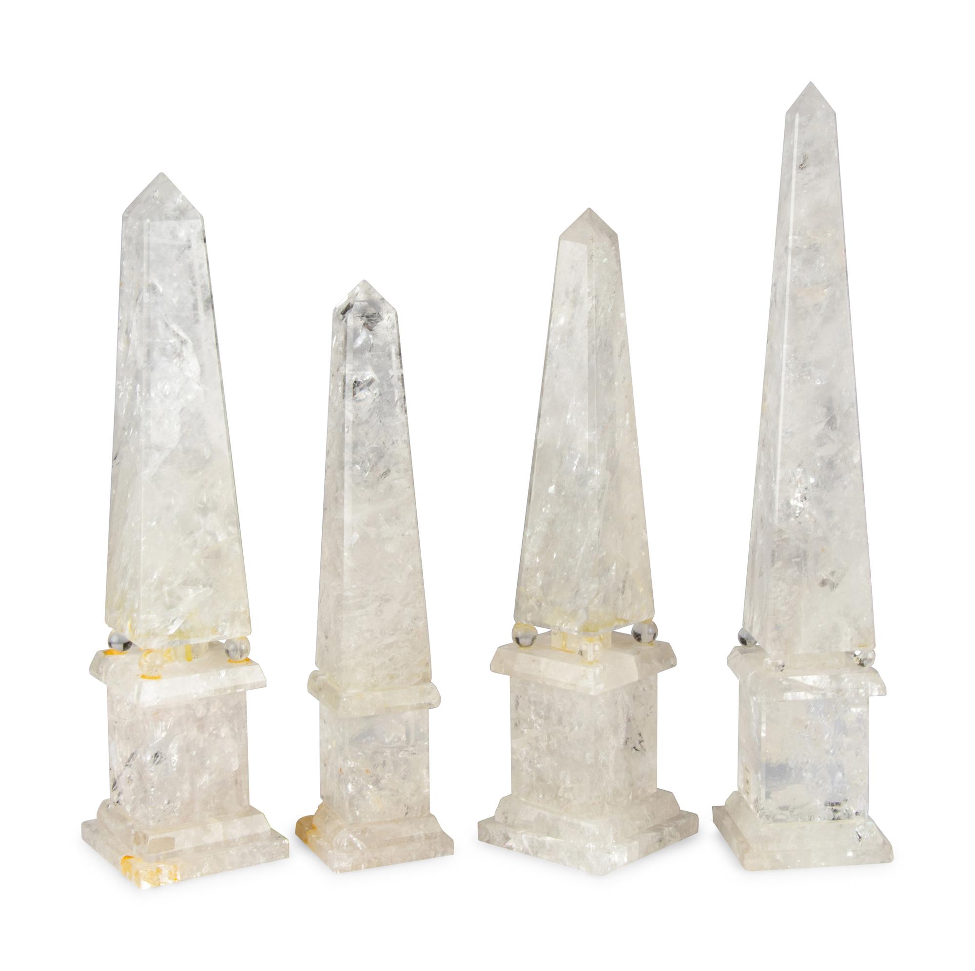 A Graduated Set of Four Neoclassical Style Rock Crystal Obelisks