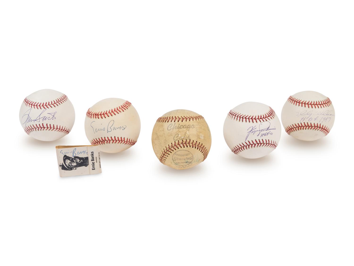 A Group of Chicago Cubs Hall of Fame Signed Autograph Baseballs and a 1973 Team Signed Baseball (Beckett Authentication Services Certified),