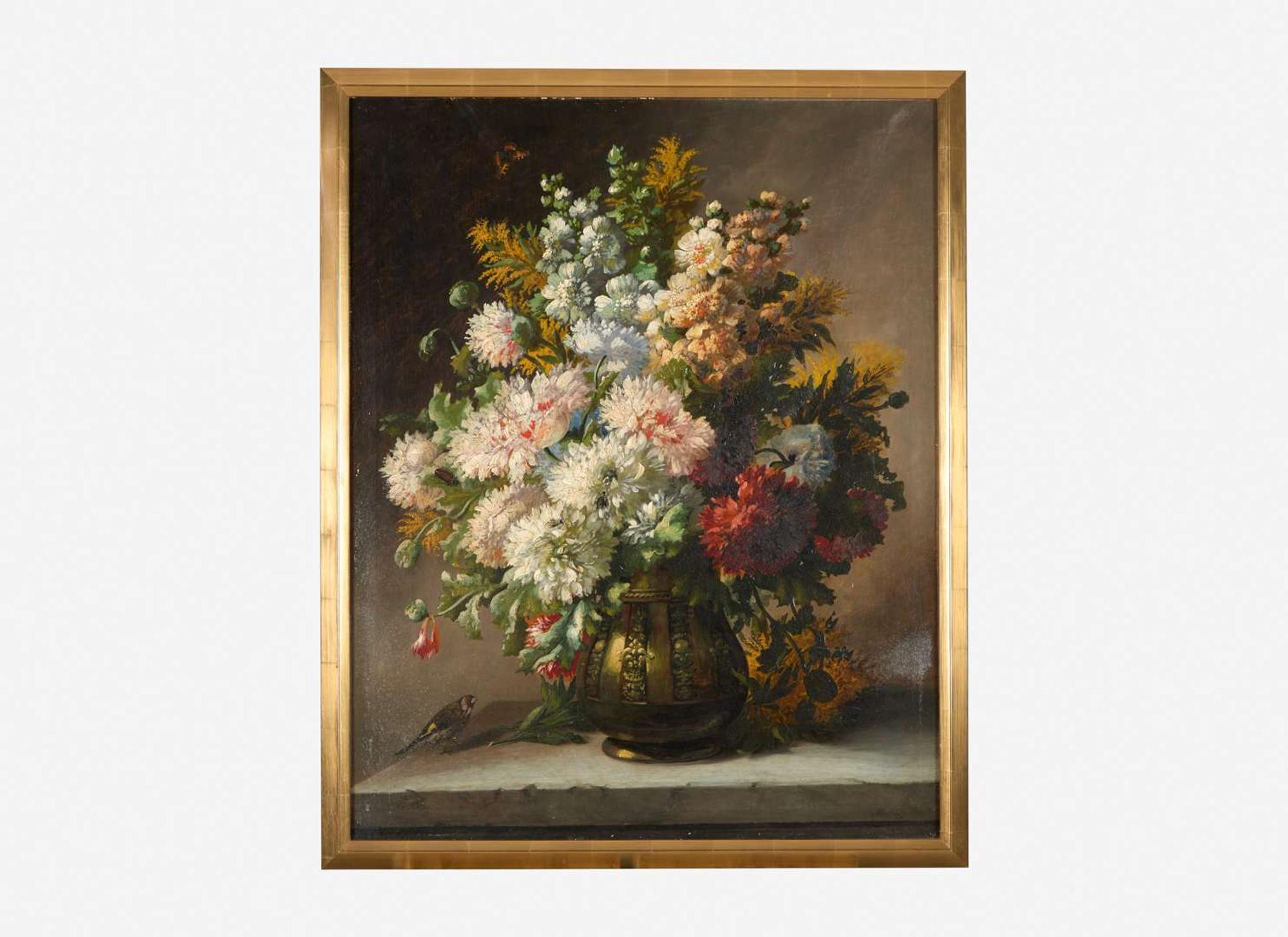 Joseph August Satory (Austrian, 1803–1868) - Tabletop Still Life of Mixed Flowers