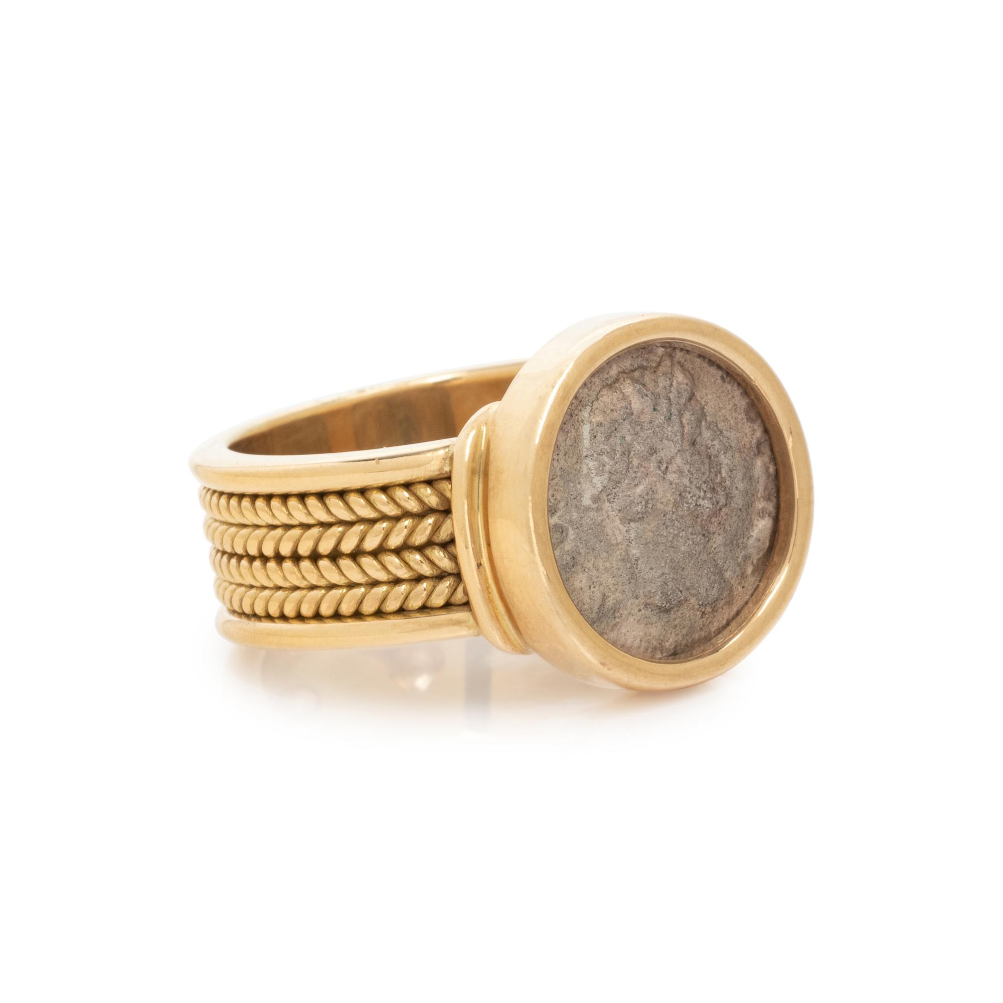 YELLOW GOLD AND ANCIENT COIN RING