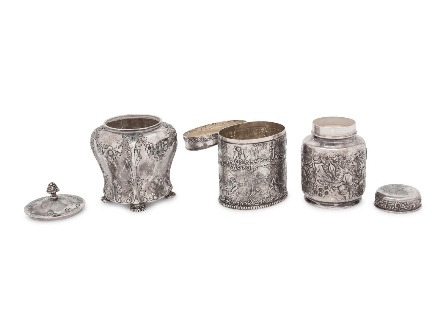 Three Silver Tea Caddies