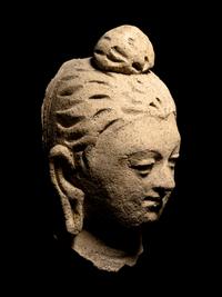 Four Gandharan Stucco Fragmented Heads