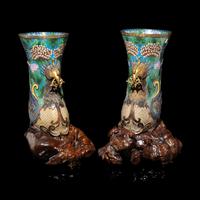 A Pair of Chinese Cloisonné Enamel Phoenix Vases, 20th Century — 近代 掐絲琺琅鳳尾觥一對