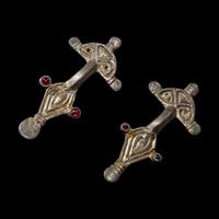 A Pair of Ostrogothic Silver and Garnet Fibulae
