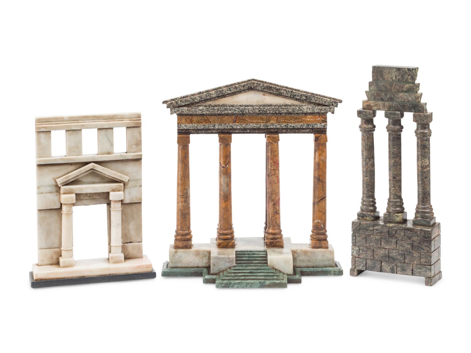 Three Italian Grand Tour Style Marble Models of Ruins