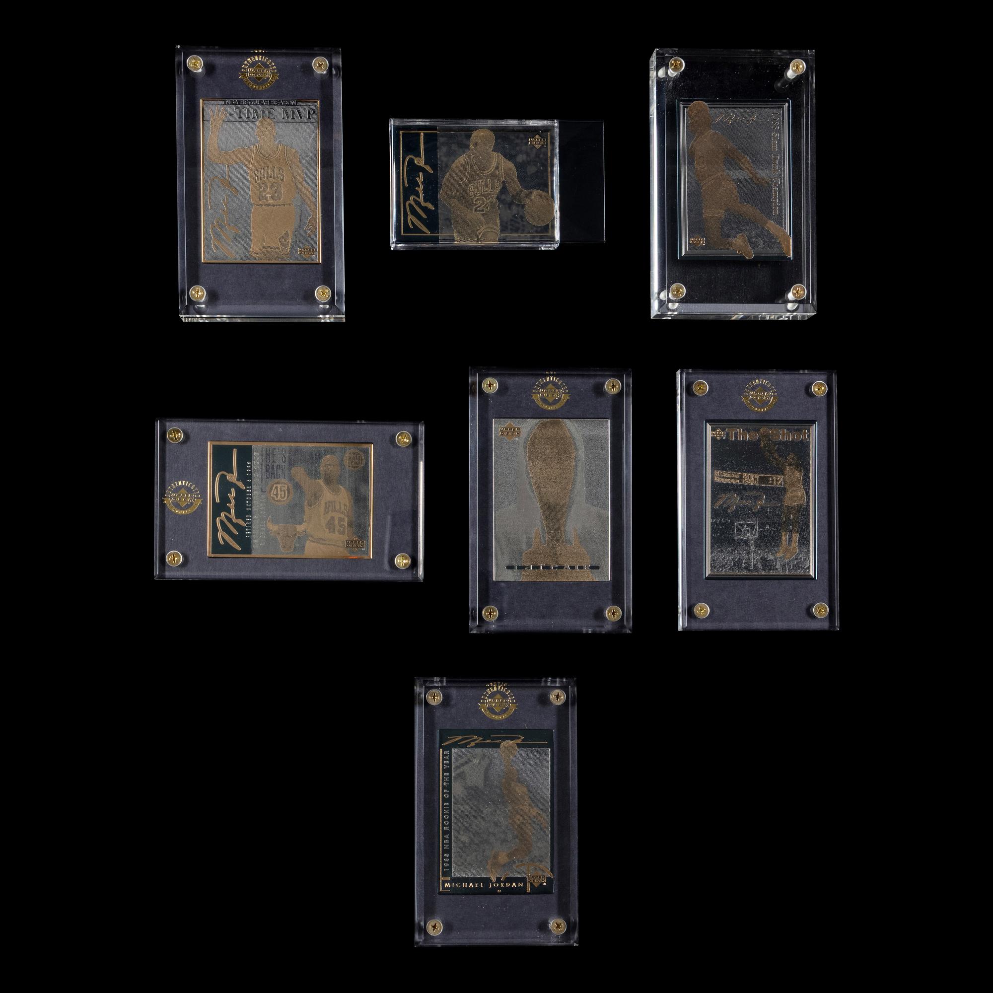 A Collection of Upper Deck Michael Jordan 24K Gold Cards (7 Total)