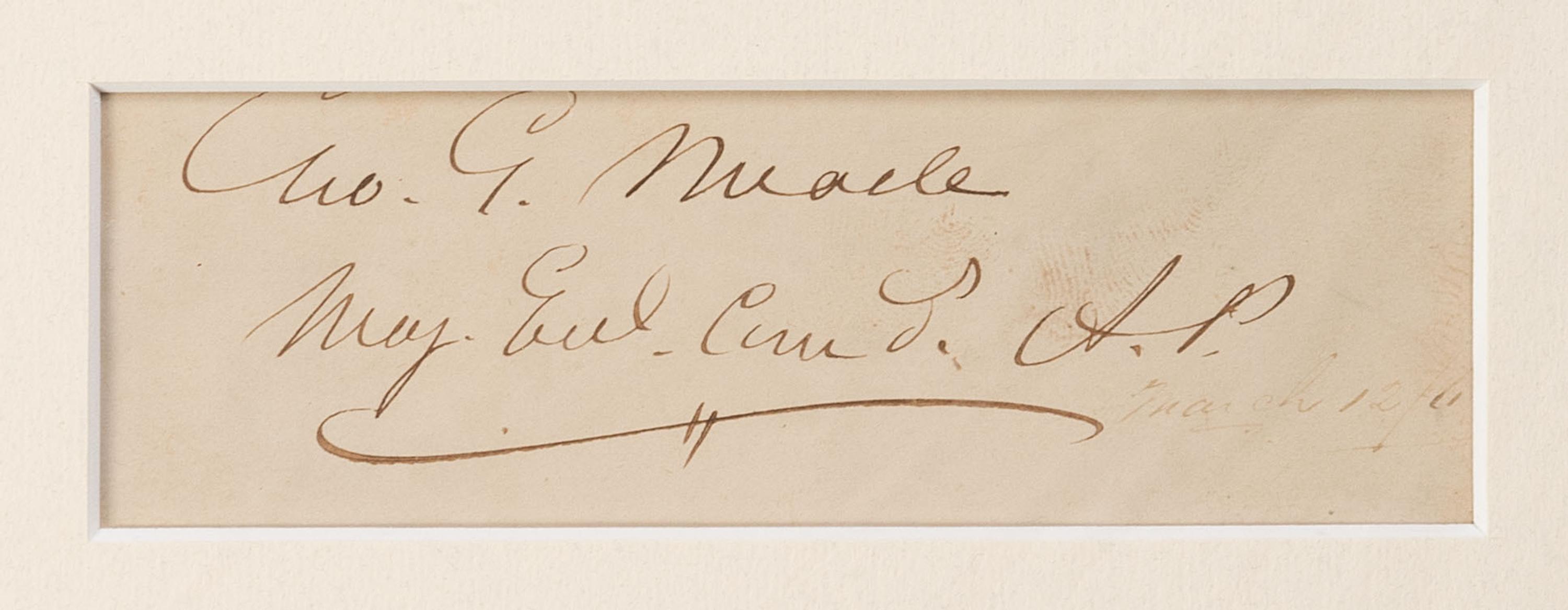 [CIVIL WAR]. 13 autographs of leaders of the Army of Potomac, incl. MEADE, SEDGWICK, and BIRNEY.