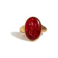 A Neoclassical Gold and Glass-Cast Finger Ring with the Goddess Venus