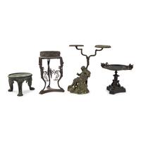 Three Grand Tour Style Patinated Metal Stands