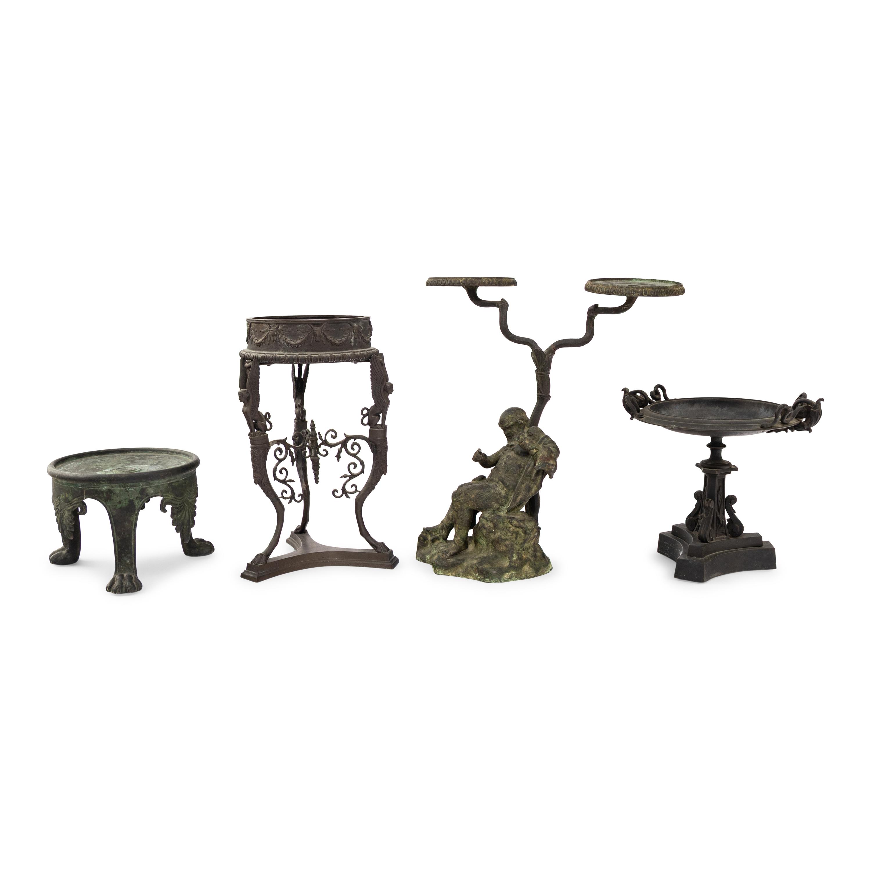Three Grand Tour Style Patinated Metal Stands