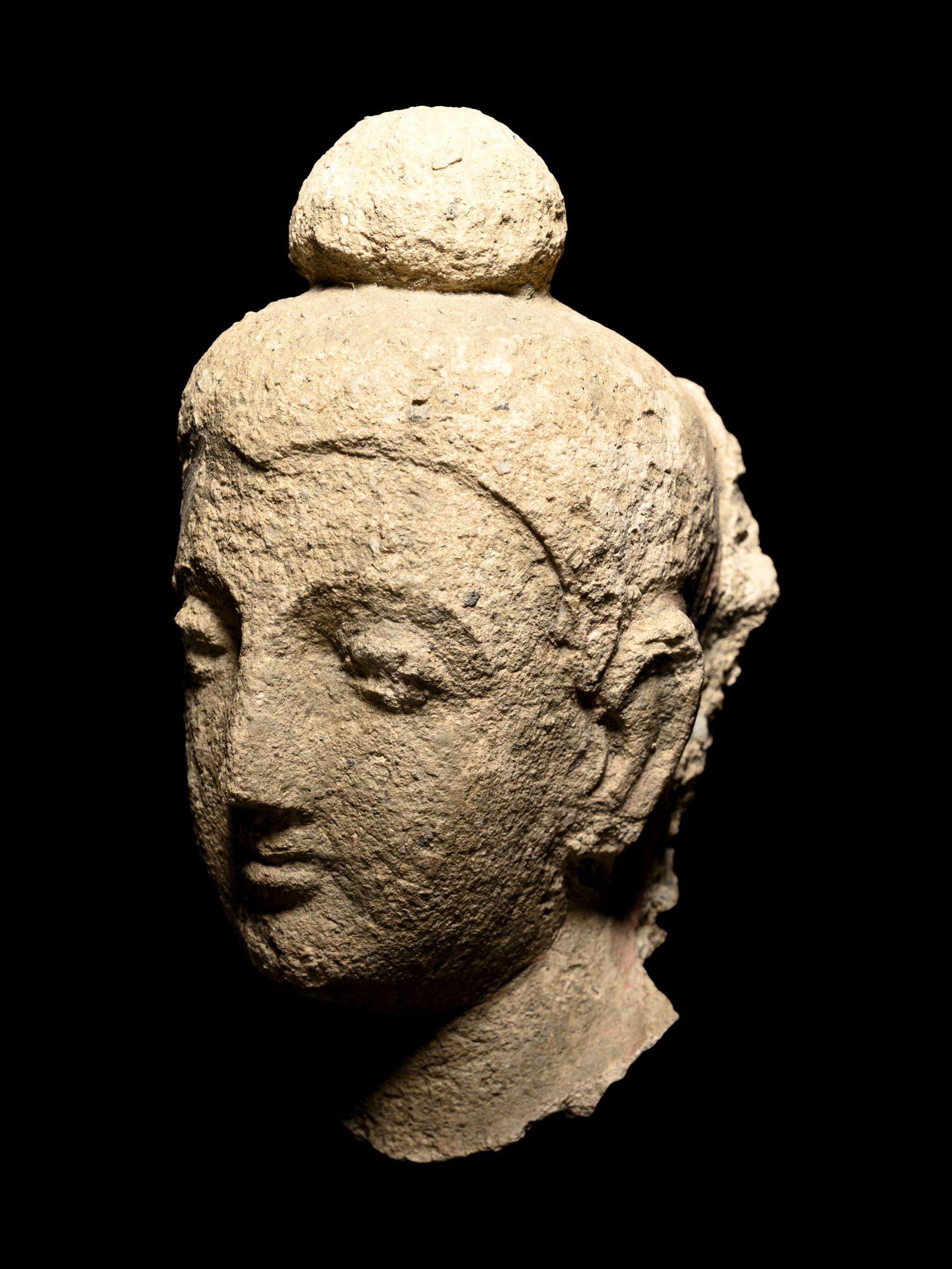 Two Gandharan Fragmentary Stucco Heads