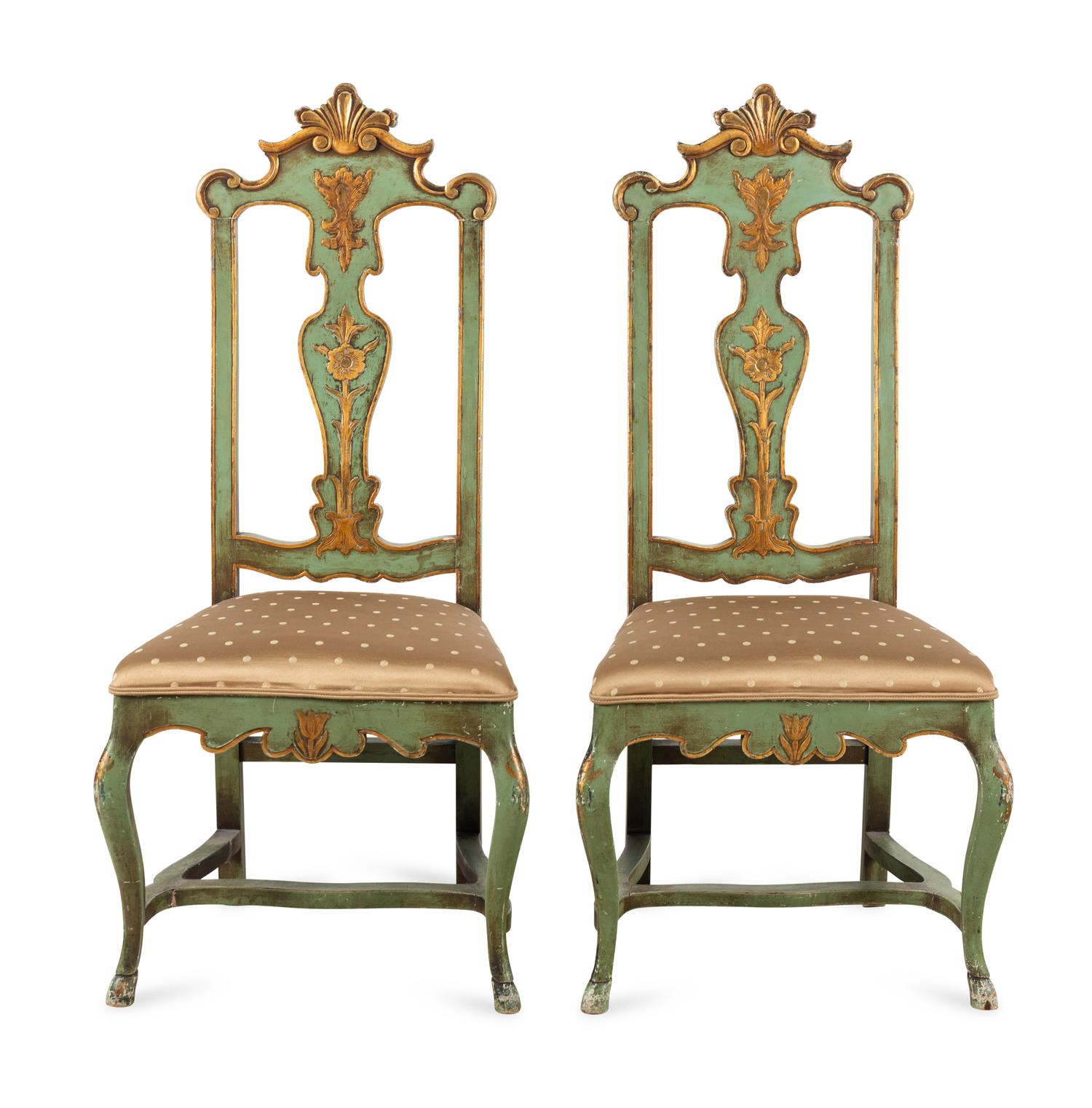 A Pair of Venetian Style Painted Sidechairs