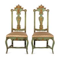 A Pair of Venetian Style Painted Sidechairs