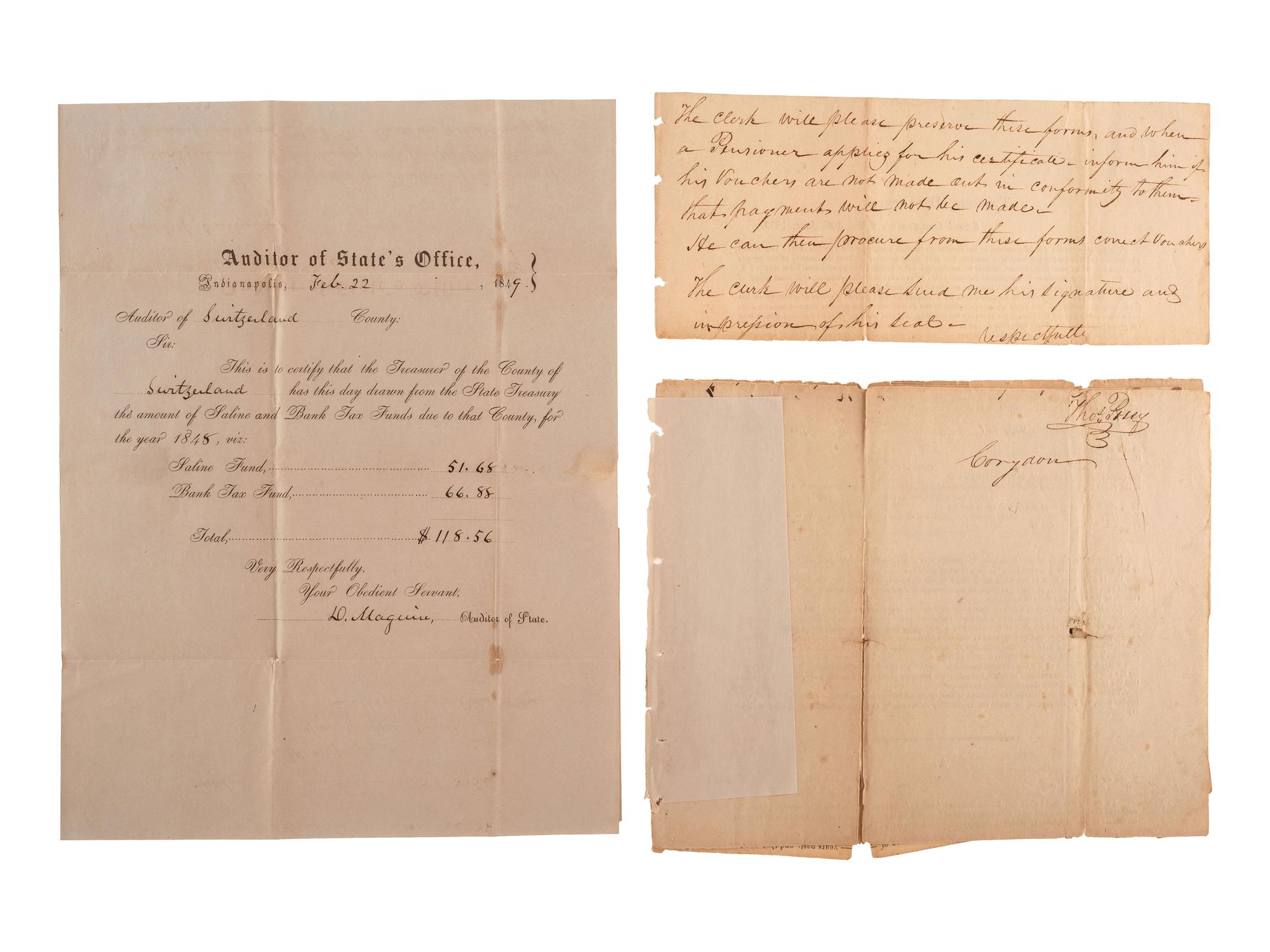 [INDIANA TERRITORY] -- [WAR OF 1812]. A group of documents from the Indiana Territory, including: