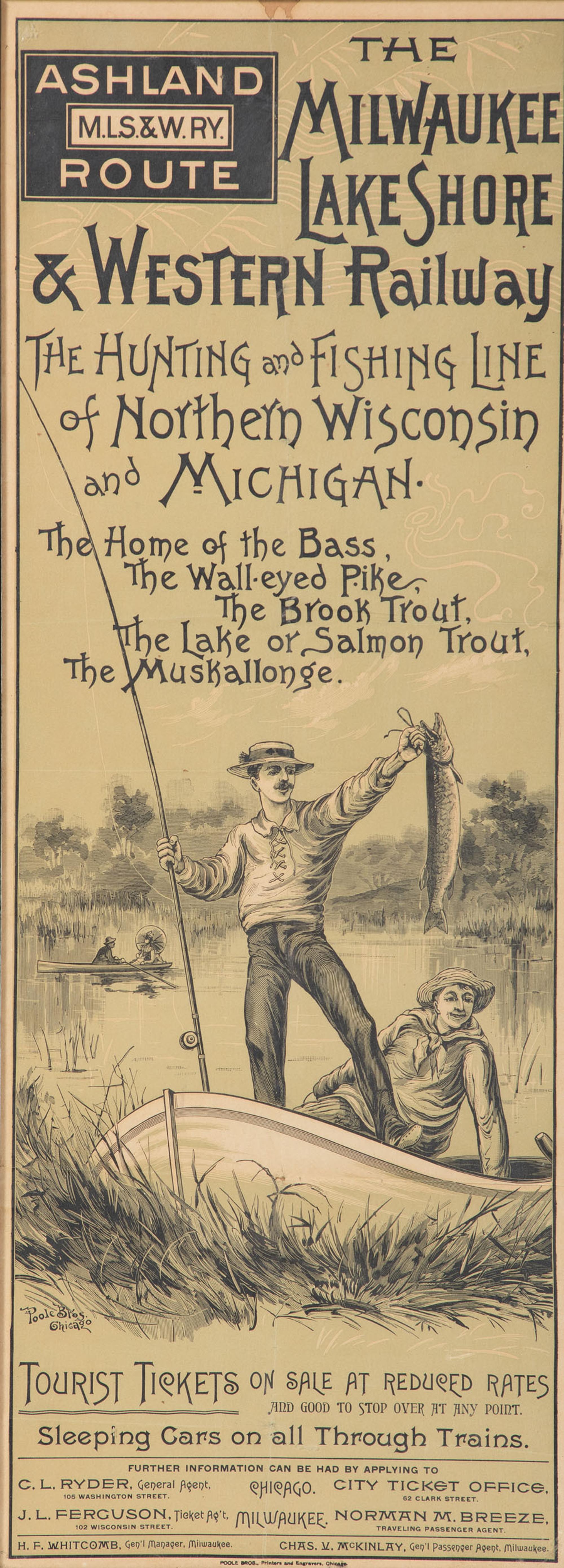 [RAILROAD - TRANSPORTATION]. The Milwaukee Lake Shore & Western Railway . Chicago: Poole Bros., Printers and Engravers, ca 1890-1910.