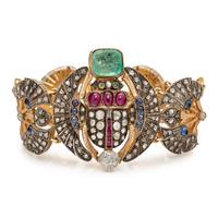 MULTIGEM AND DIAMOND EGYPTIAN MOTIF BRACELET