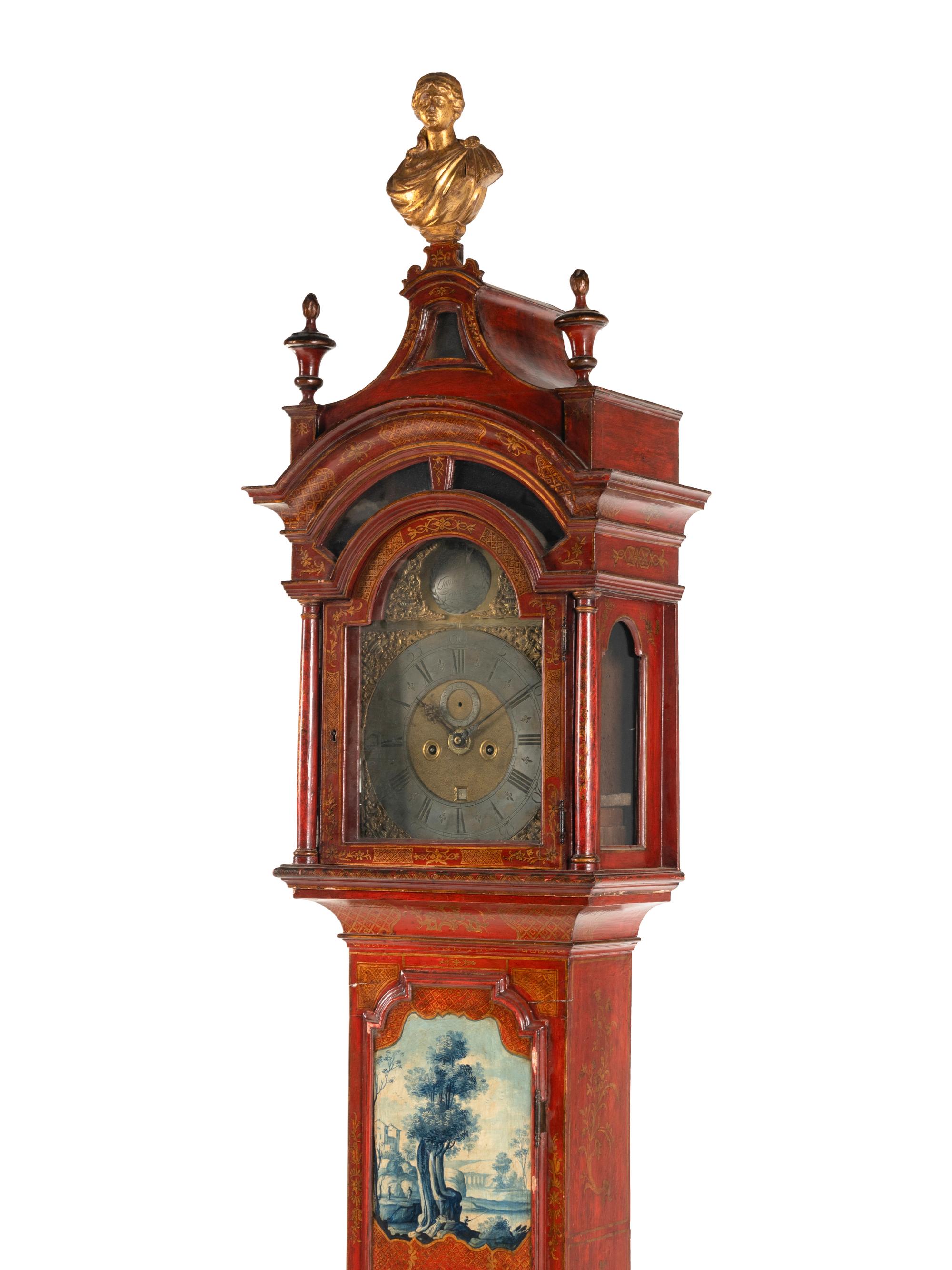 A Continental Painted Tall Case Clock