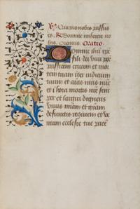 [BOOK OF HOURS]. A group of 25 leaves from medieval and renaissance manuscripts and printed books, including 5 or more from Otto Ege’s Fifty Original Leaves from Medieval Manuscripts. Western Europe: XII-XVI Century [compiled Cleveland, c.1950] and Original Leaves from Famous Bibles: Nine Centuries, 1121-1935 A.D [Compiled Cleveland, c.1950]. Various sizes, including: