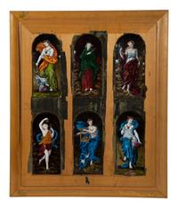 Six Mounted Limoges Enamel Panels Depicting Greek Deities — 19TH CENTURY