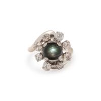 BLACK STAR SAPPHIRE AND DIAMOND RING