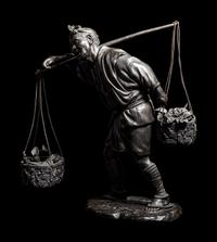 A Large Bronze Okimono of a Man