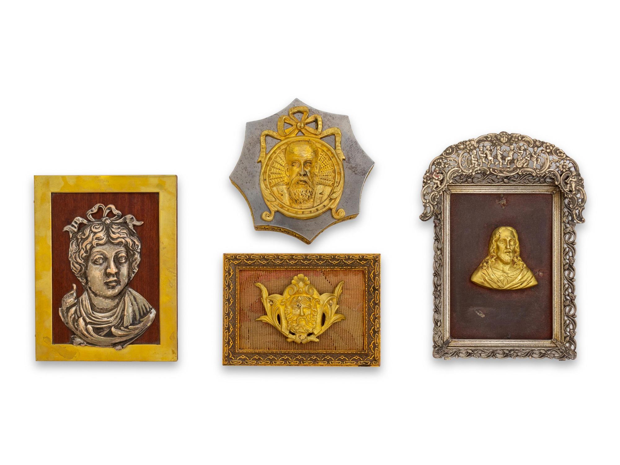 Four Gilt Bronze and Gilt Metal Portrait Medallions