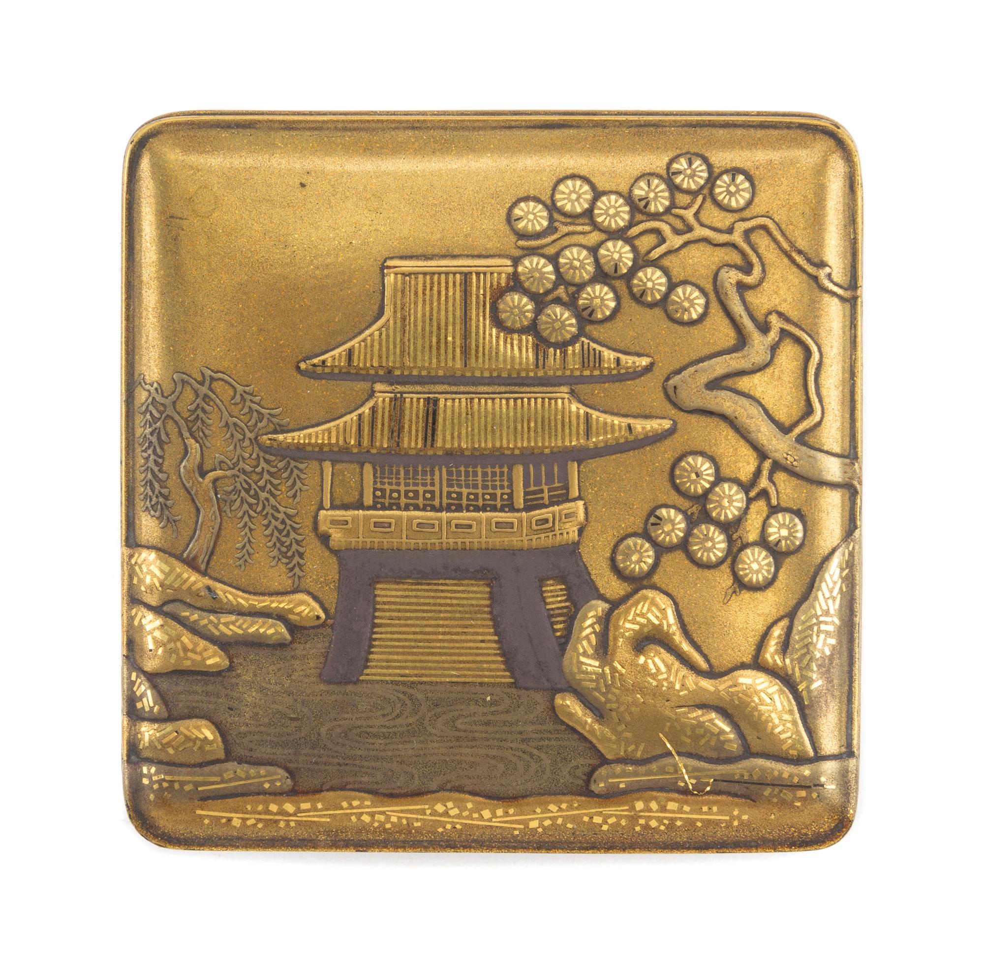 A Small Gilt Lacquer Covered Box Length 2 1/2 x width 2 1/2 inches. — 19TH CENTURY