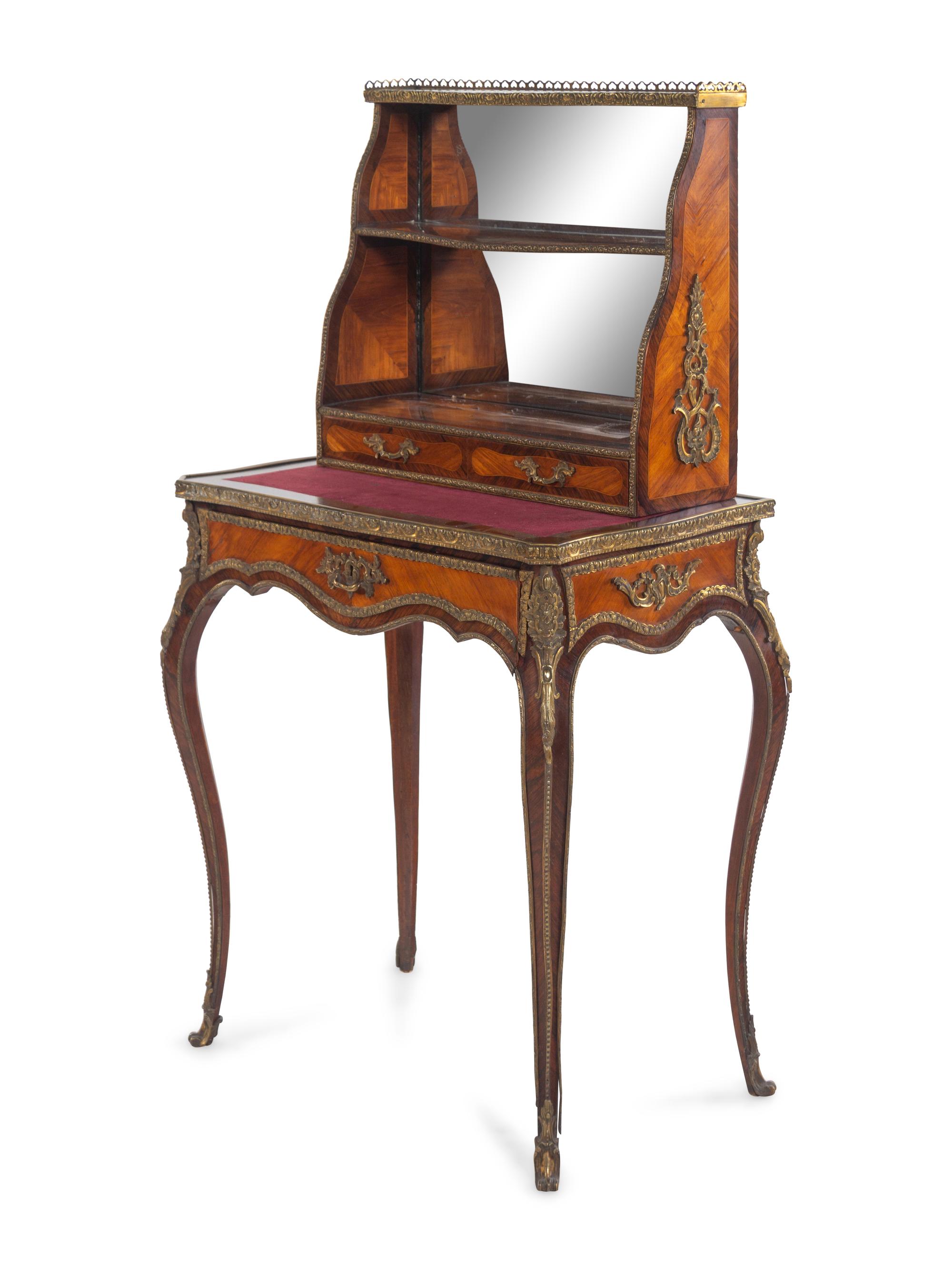 A Napoleon III Style Gilt Bronze Mounted Kingwood Bonheur du Jour
