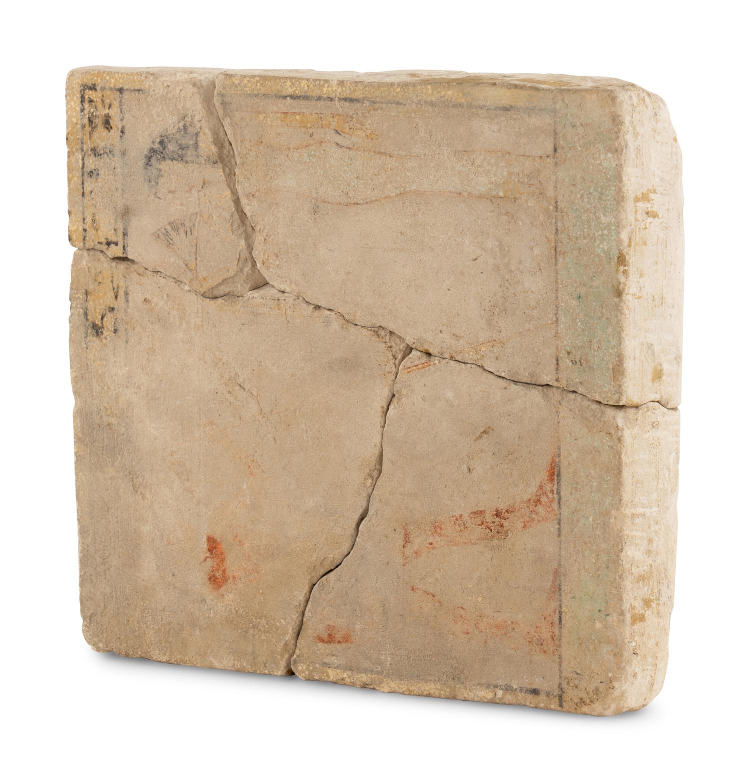 A Painted Limestone Wall Fragment