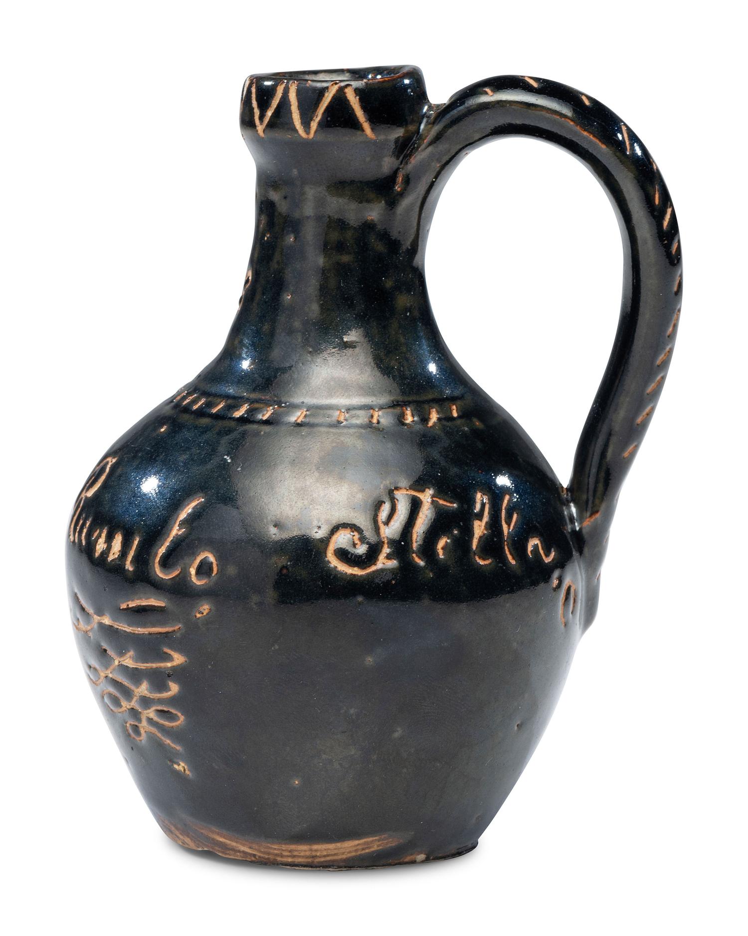 A William H. Rambo Albany Slip-Glazed and Incised Jug