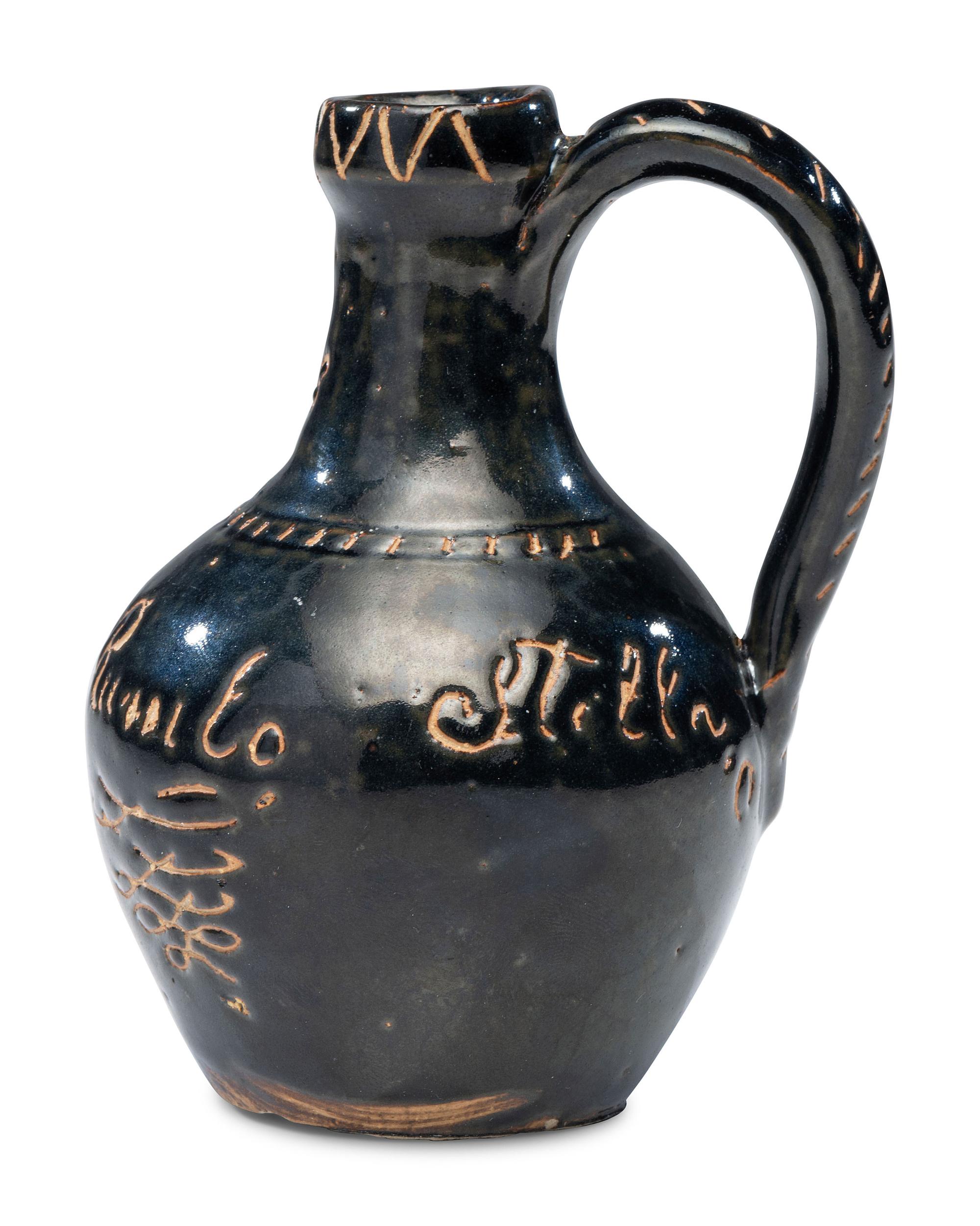 A William H. Rambo Albany Slip-Glazed and Incised Jug