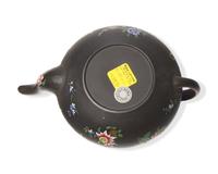 A Wedgwood Capriware Black Basalt Teapot with Strainer and Creamer