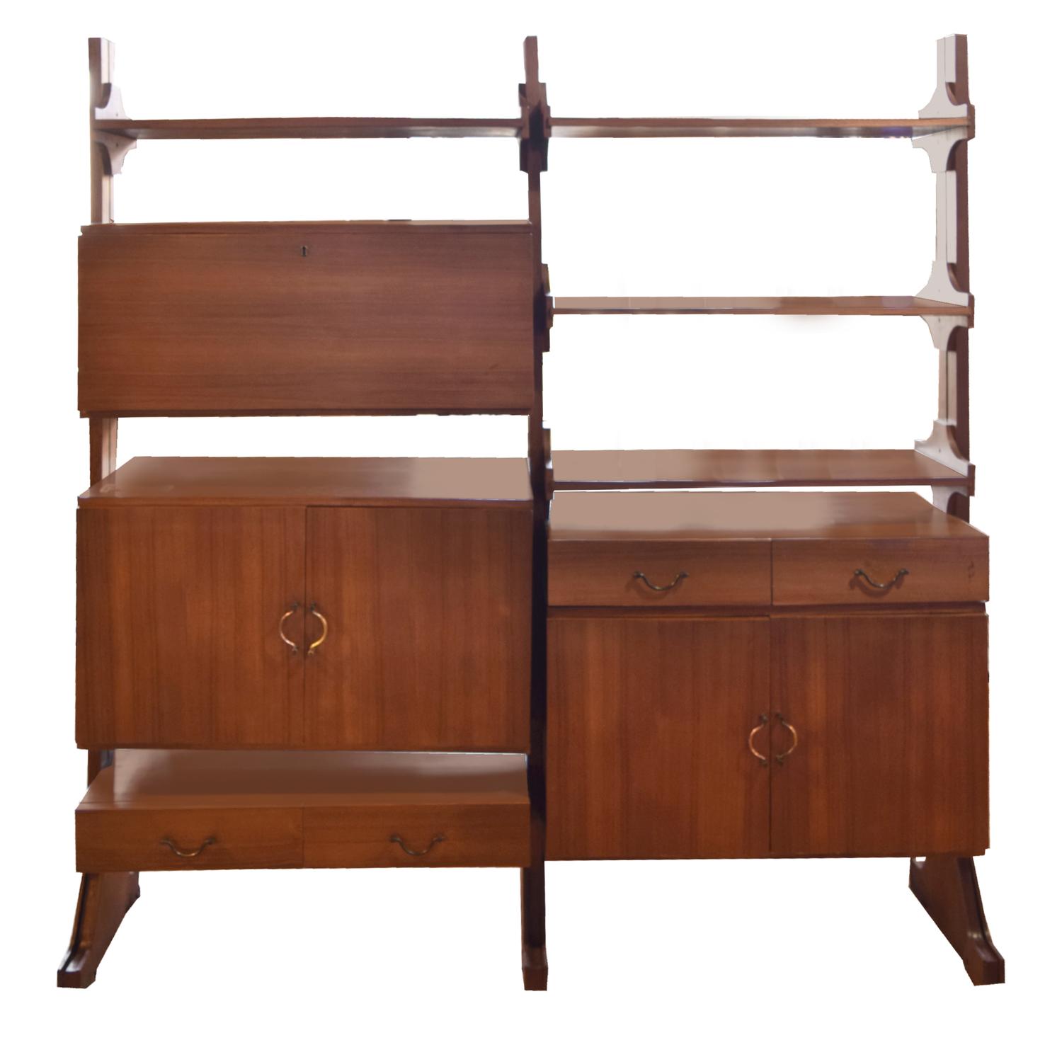 A Mid-Century Shelving Unit 74.5" W each x 16" D x 81" H — Italy, Mid-20th Century