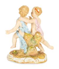 A Meissen Porcelain Figural Group of Two Putti — 19th Century