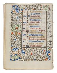 CIRCLE OF THE MASTER OF JEAN ROLIN II (active Paris, c. 1445–1465) A single quire of twelve leaves from a Book of Hours, calendar, in French, illuminated manuscript on parchment [France, Paris, c. 1450]