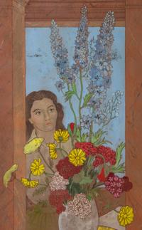 A Painted Canvas Four-Panel Floor Screen by Frederick Arthur Jessup (Australian, 1920-2007)