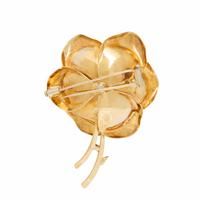 Yellow Gold and Diamond Flower Brooch