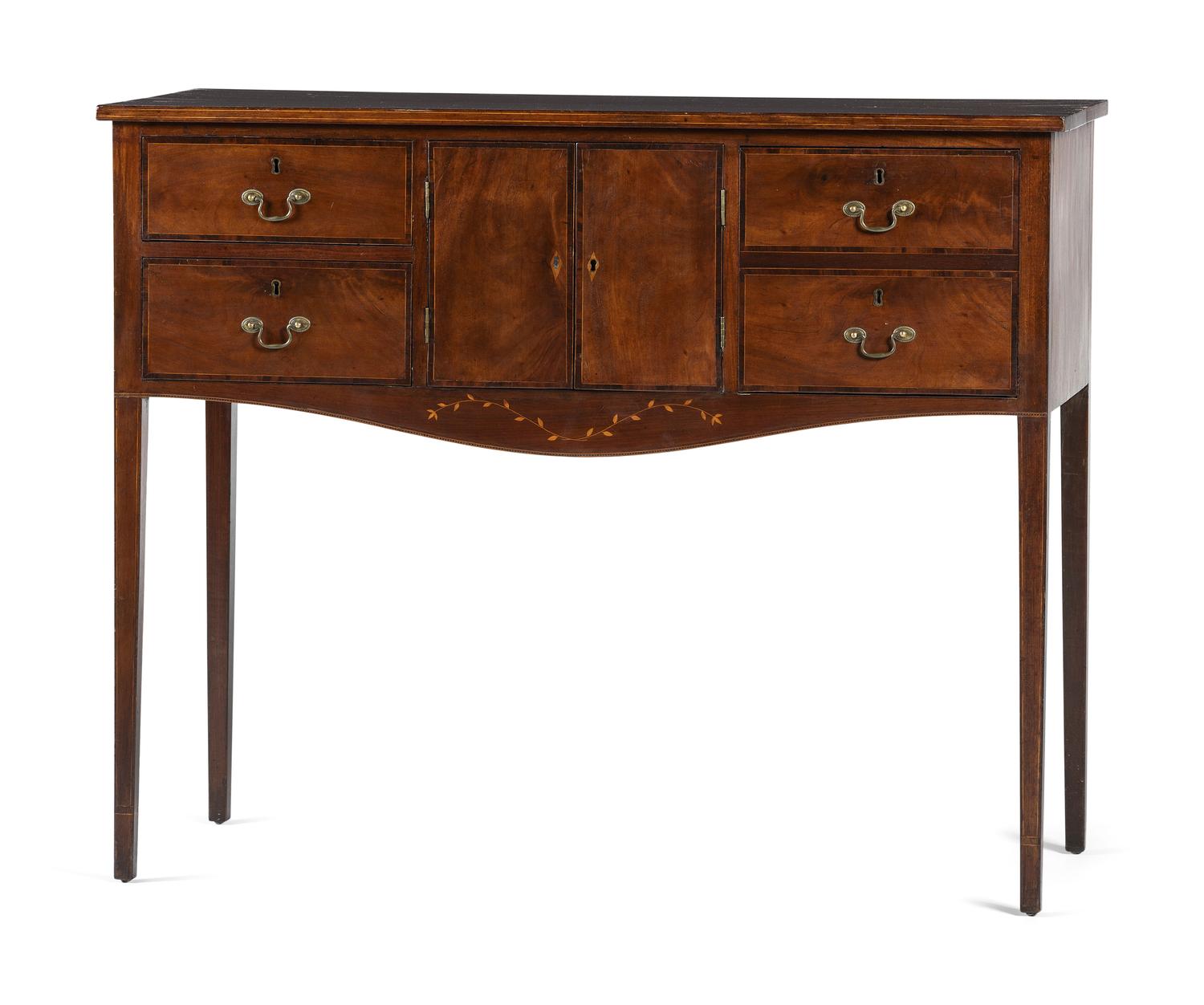 A Fine Federal Leafy-Vine Inlaid Mahogany Diminutive Sideboard