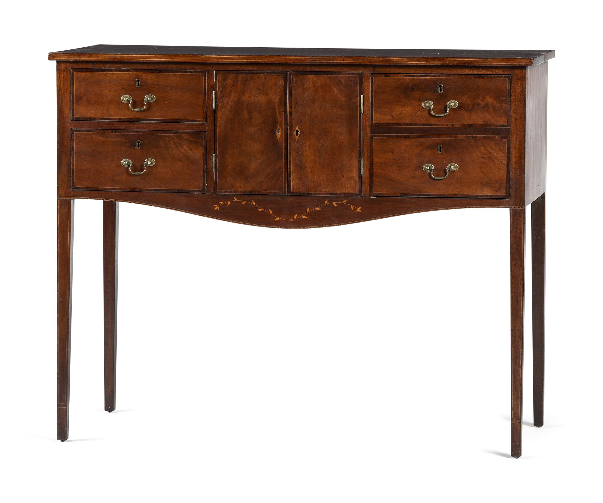 A Fine Federal Leafy-Vine Inlaid Mahogany Diminutive Sideboard