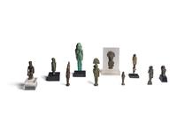 Nine Egyptian Bronze Figures