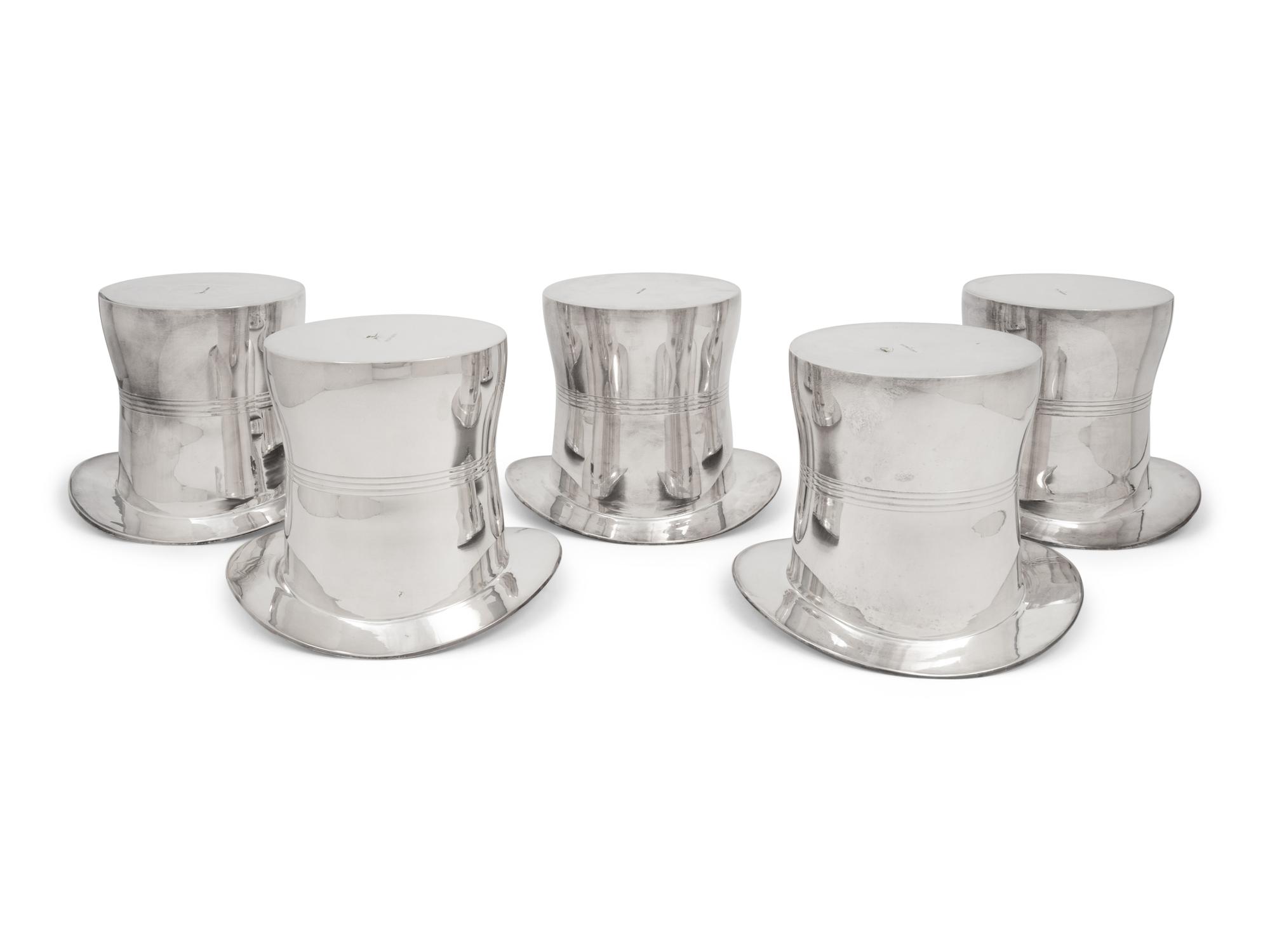Five Ralph Lauren Silver-Plate 'Top Hat' Wine Coolers